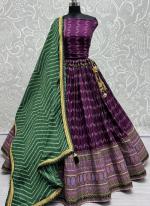 Chinnon Silk Purple Traditional Wear Digital Printed Lehenga Choli